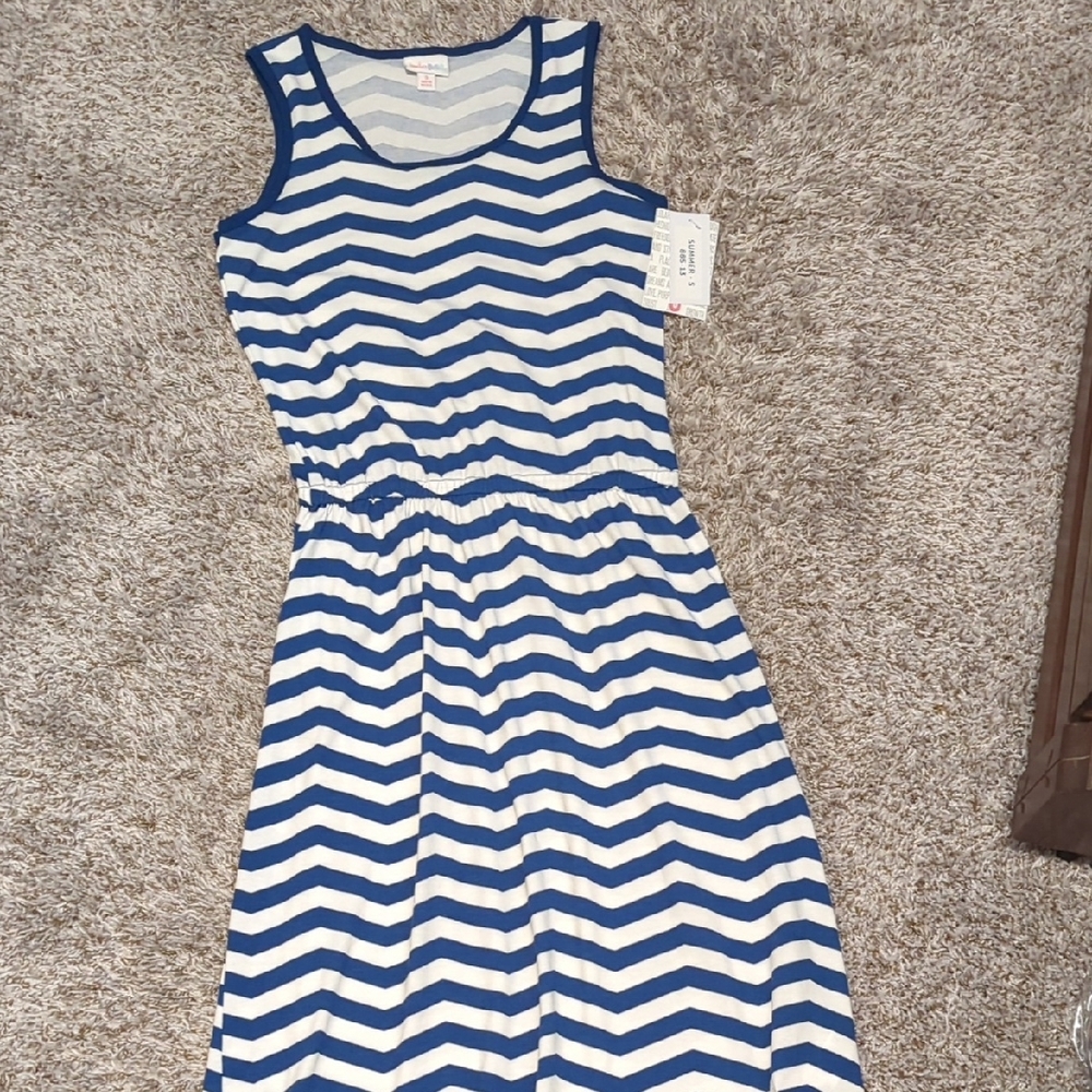 Blue and White Chevron Dress